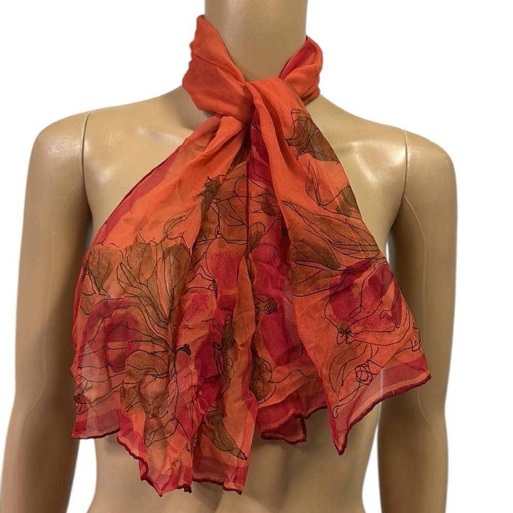 Vintage Sheer Rose Rectangular Scarf Wrap